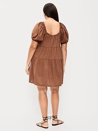 Puff-Sleeve Swing Mini Dress
