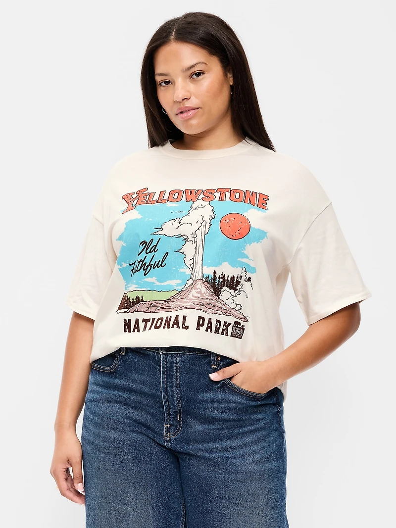 Yellowstone National Park™ Crew-Neck Oversized Crop T-Shirt