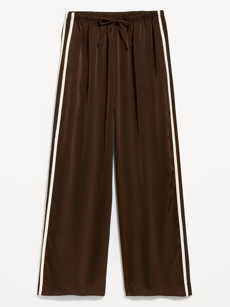High-Waisted Satin Track Pants