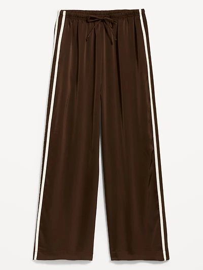 High-Waisted Satin Track Pants