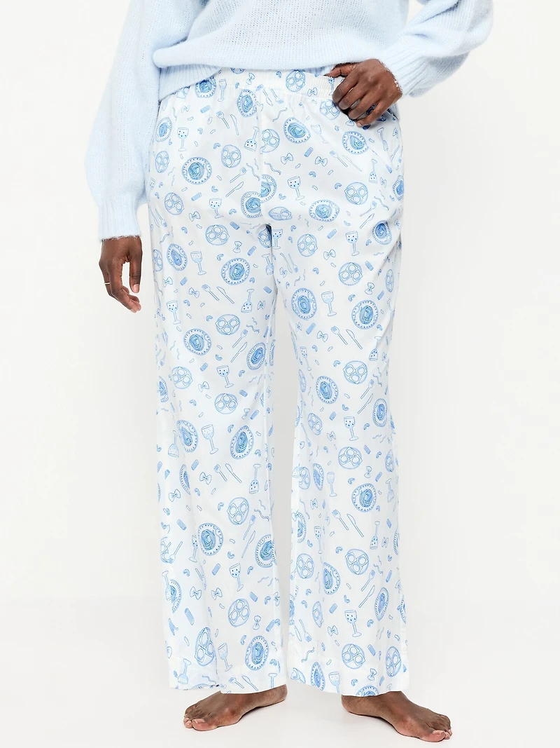 High-Waisted Poplin Pajama Pant