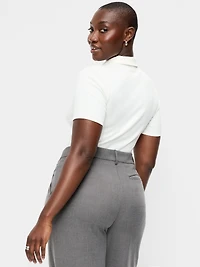 Ribbed Keyhole Polo Top