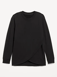 Maternity Fleece Crossover Nursing Tunic Hoodie Sweatshirt