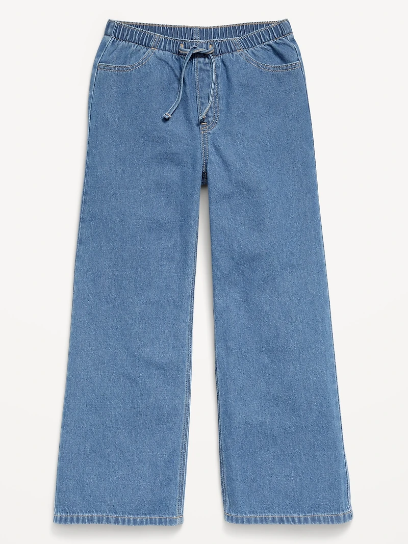 Pull-On Super Baggy Wide-Leg Denim Jeans for Girls