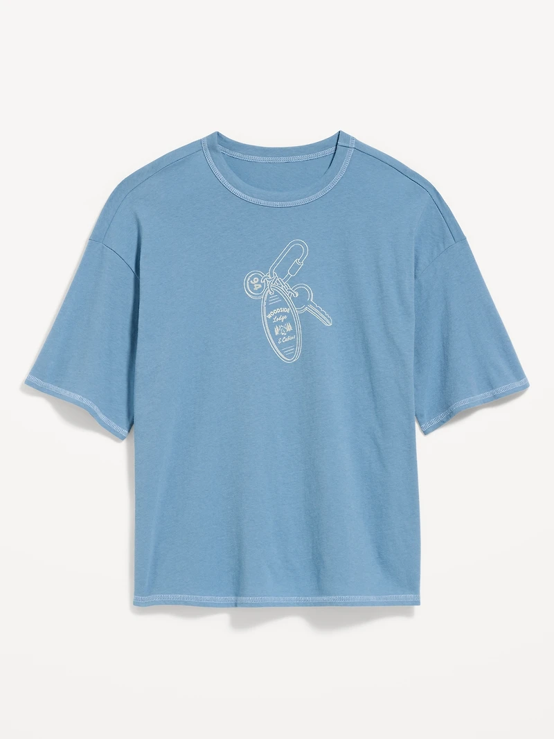 Crew-Neck Cropped Graphic T-Shirt