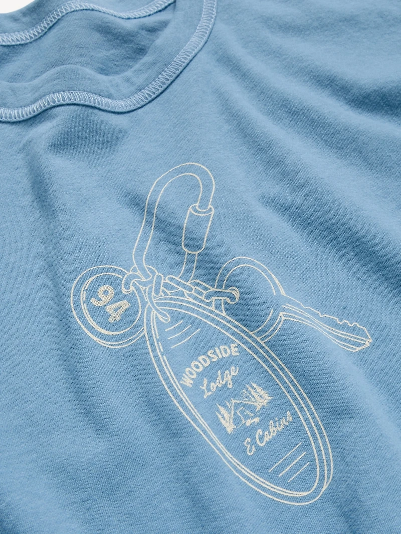 Crew-Neck Cropped Graphic T-Shirt