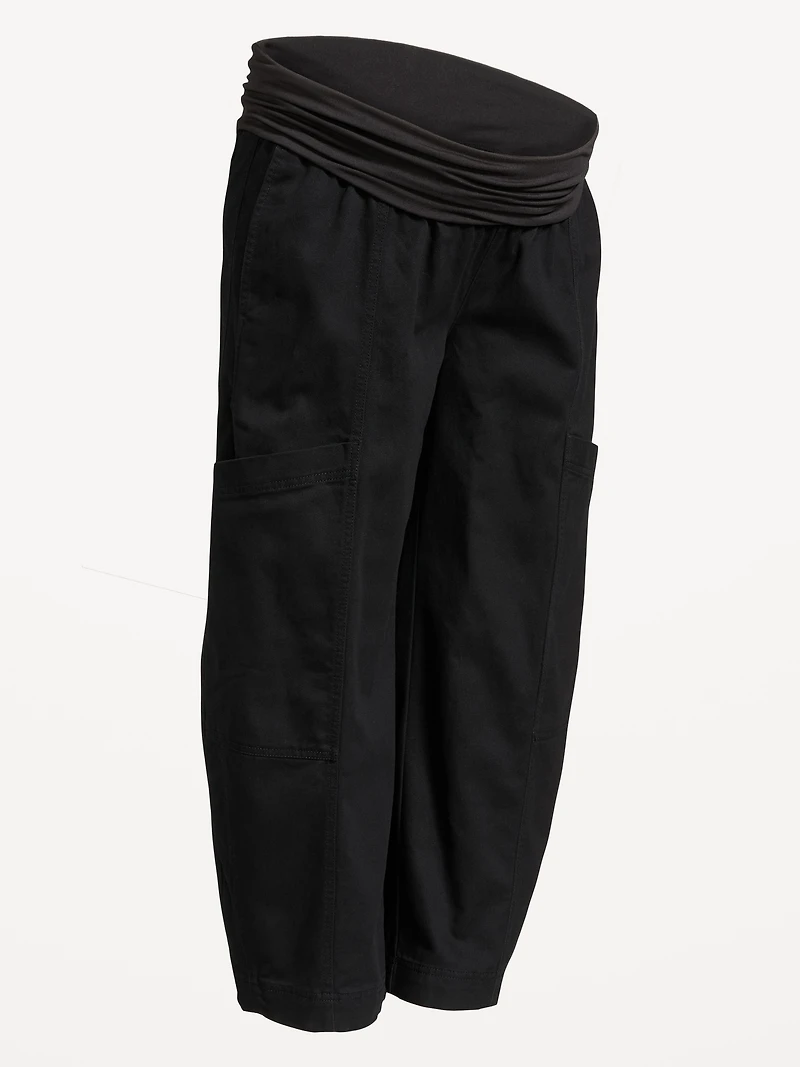Maternity Rollover-Waist Barrel-Leg Ankle Pants
