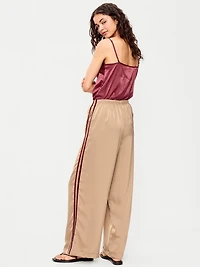 High-Waisted Satin Track Pants