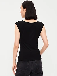 Gathered-Shoulder Rosette Top