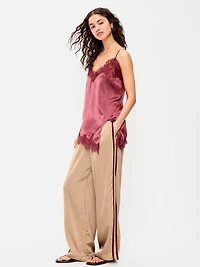 High-Waisted Satin Track Pants