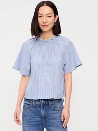 Loose Short-Sleeve Striped Top