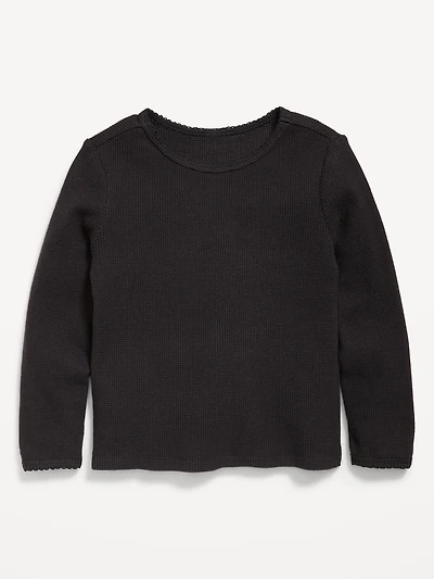 Long-Sleeve Waffle Knit T-Shirt for Toddler Girls