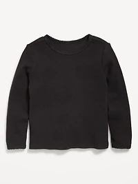 Long-Sleeve Waffle Knit T-Shirt for Toddler Girls