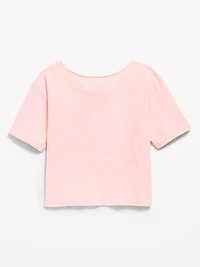 College Off-Shoulder Graphic T-Shirt for Girls