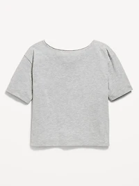 College Off-Shoulder Graphic T-Shirt for Girls
