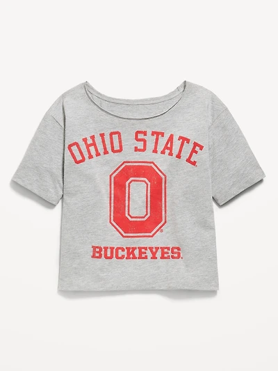 College Off-Shoulder Graphic T-Shirt for Girls