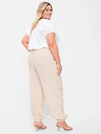 Mid-Rise Linen-Blend Utility Pants