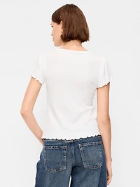 Lettuce-Edge Pointelle Top