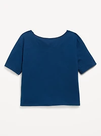College Off-Shoulder Graphic T-Shirt for Girls