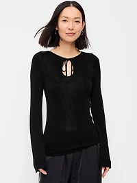 Bell-Sleeve Keyhole Top