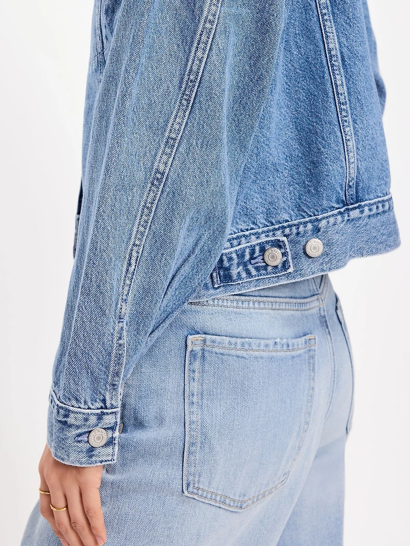 Embroidered Cropped Denim Jacket