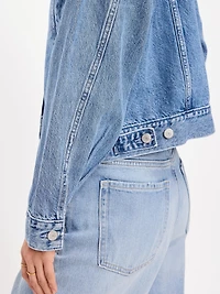 Embroidered Cropped Denim Jacket