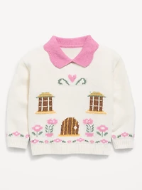 SoSoft Collared Graphic Sweater for Toddler Girls