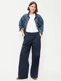 Mid-Rise Pleated Wide-Leg Pants
