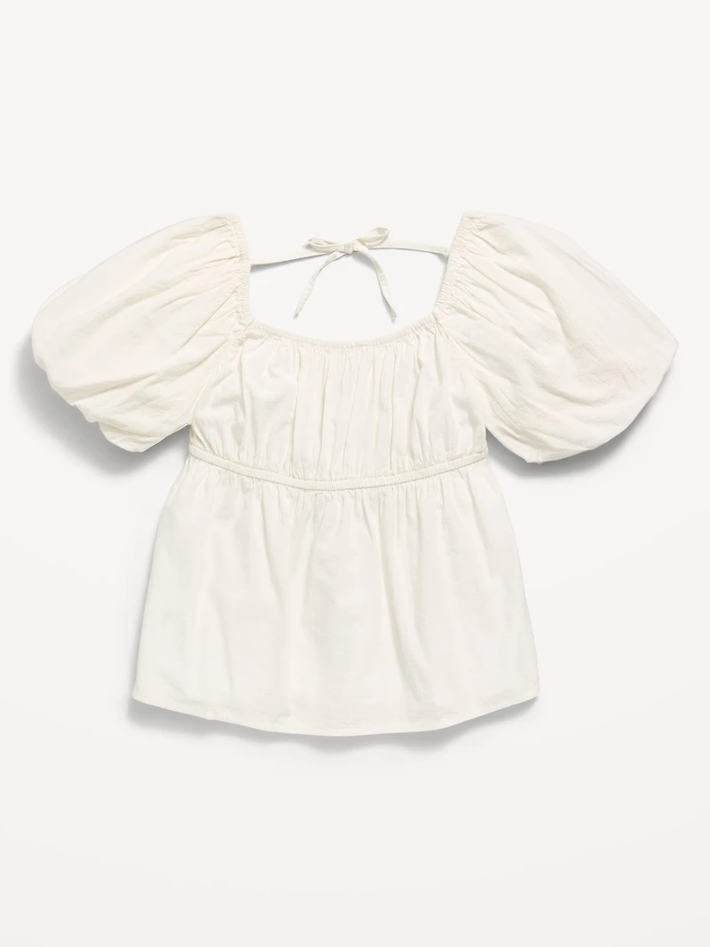 Short-Sleeve Crinkled Tie-Back Top for Girls