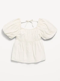 Short-Sleeve Crinkled Tie-Back Top for Girls