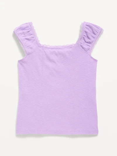 Short-Sleeve Ribbed Top for Girls