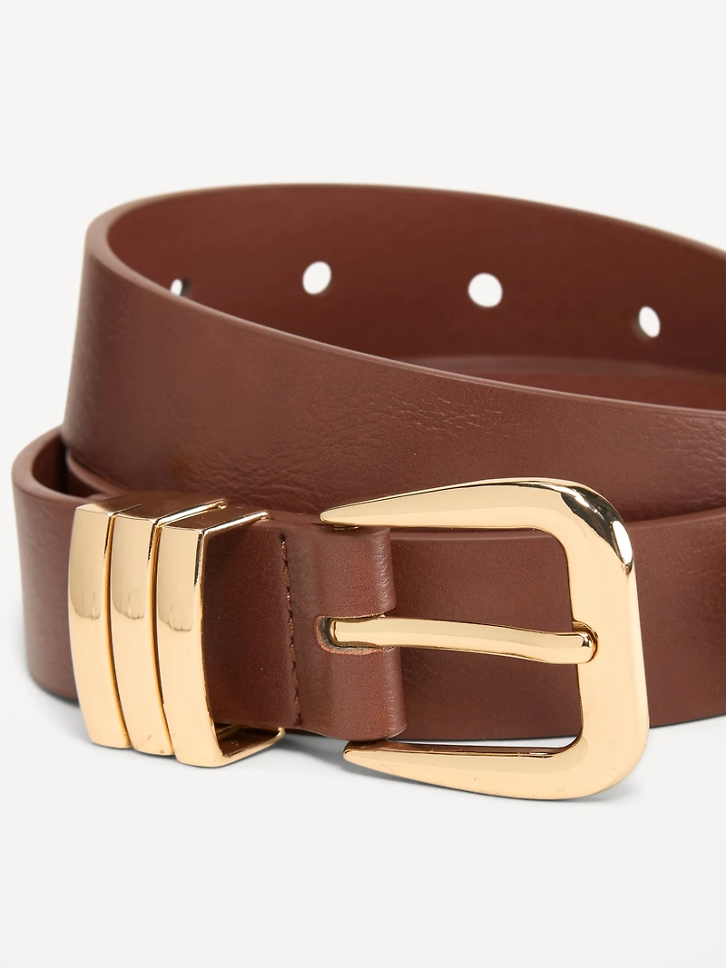Triple-Loop Skinny Belt for Women