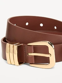 Triple-Loop Skinny Belt for Women