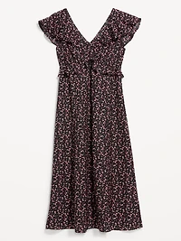 Flutter-Sleeve Crepe Maxi Dress