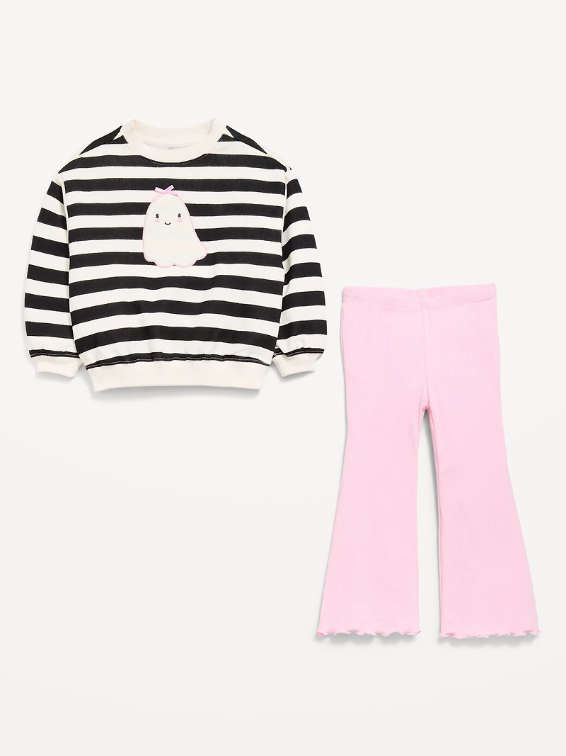 Graphic Sweatshirt and Flared Legging Set for Toddler Girls
