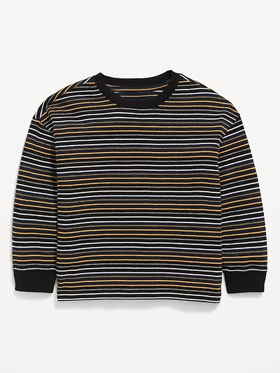 Oversized Long-Sleeve Striped T-Shirt for Toddler Boys