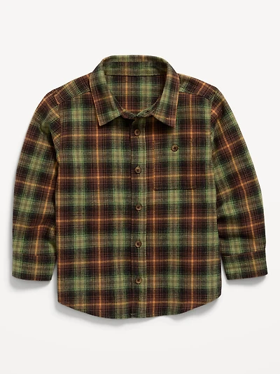 Long-Sleeve Plaid Flannel Shirt for Toddler Boys