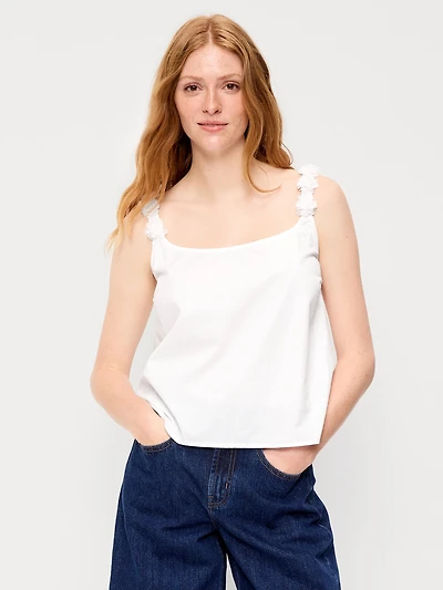 Rosette-Strap Tank Top