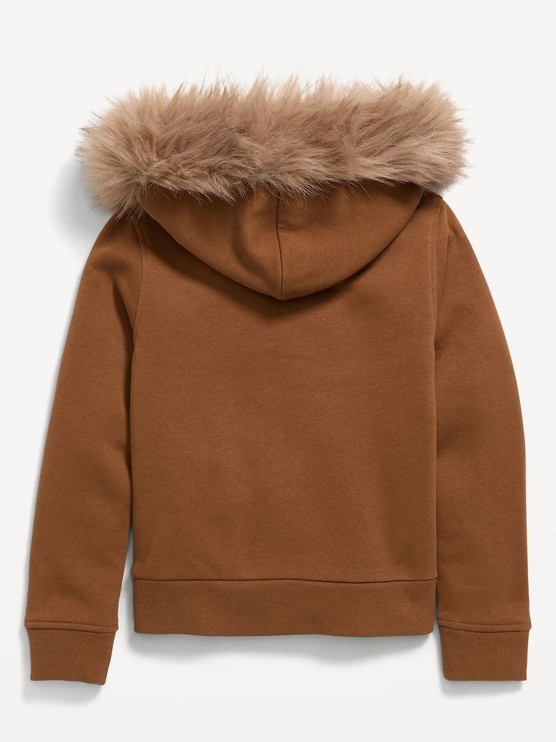 Fitted Faux-Fur Full-Zip Hoodie for Girls