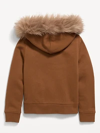 Fitted Faux-Fur Full-Zip Hoodie for Girls
