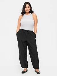 Mid-Rise Linen-Blend Cinched-Ankle Pants