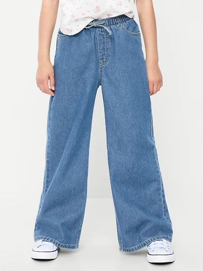Pull-On Super Baggy Wide-Leg Denim Jeans for Girls