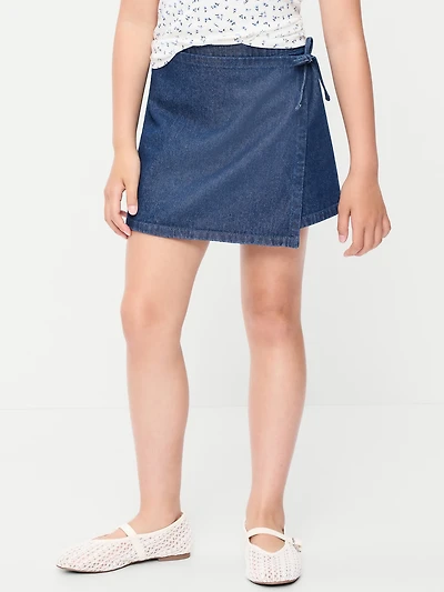 Wrap-Front Denim Skort for Girls