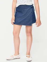 Wrap-Front Denim Skort for Girls