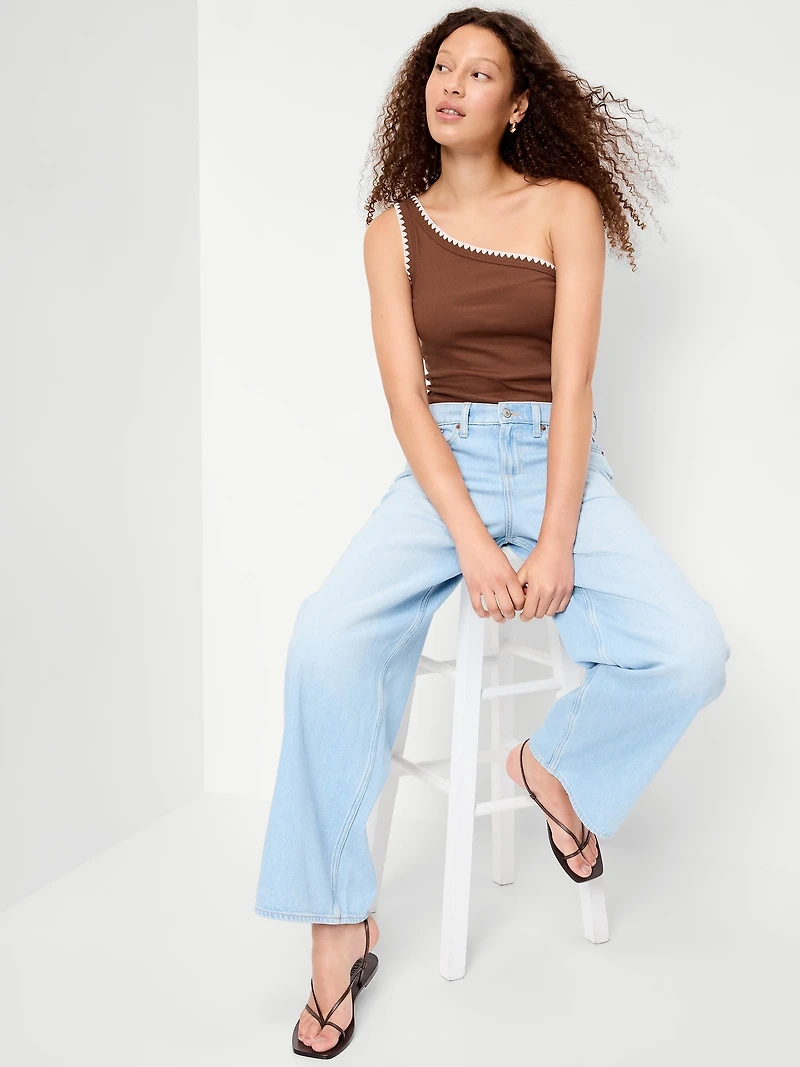 Ribbed One-Shoulder Tank Top