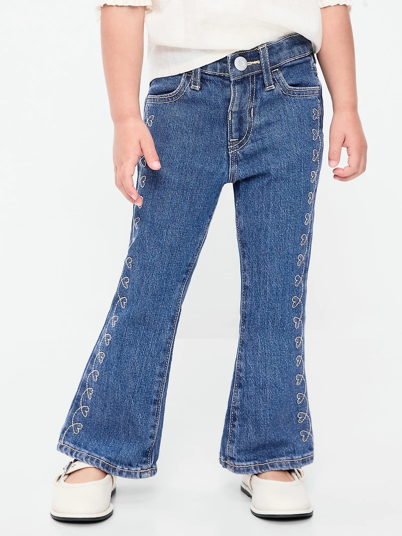 High-Waisted Embroidered Flare-Leg Jeans for Toddler Girls