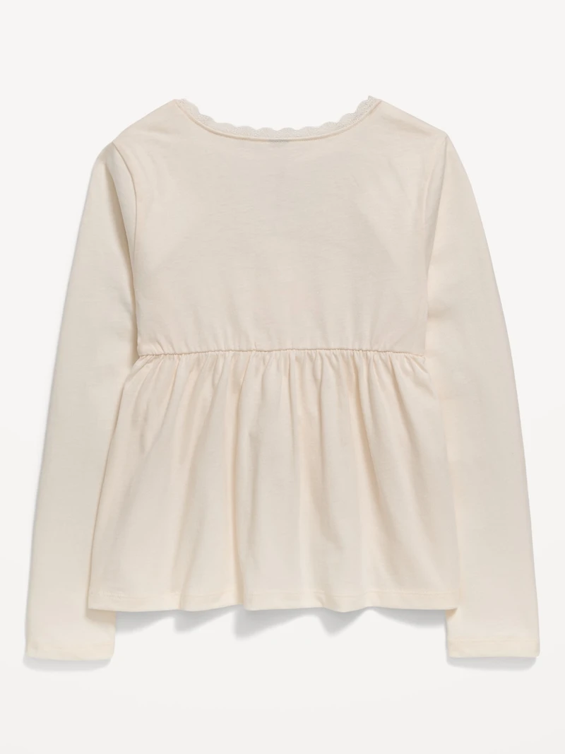 Long-Sleeve Faux-Wrap Top for Girls