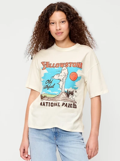 Yellowstone National Park Crew-Neck Oversized T-Shirt