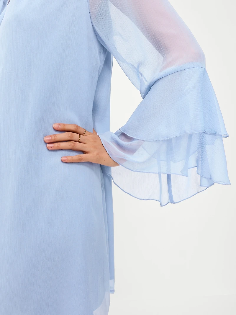 Bell-Sleeve Boho Mini Dress