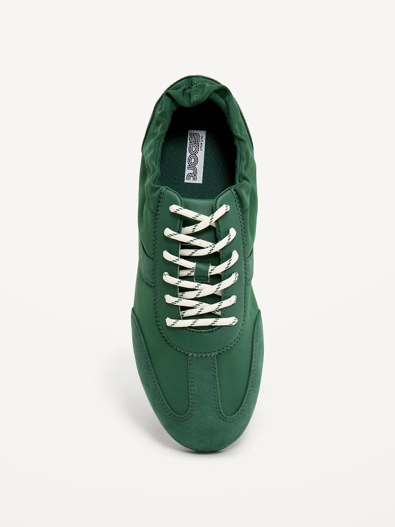 Ruched Lace-Up Sneakers for Women